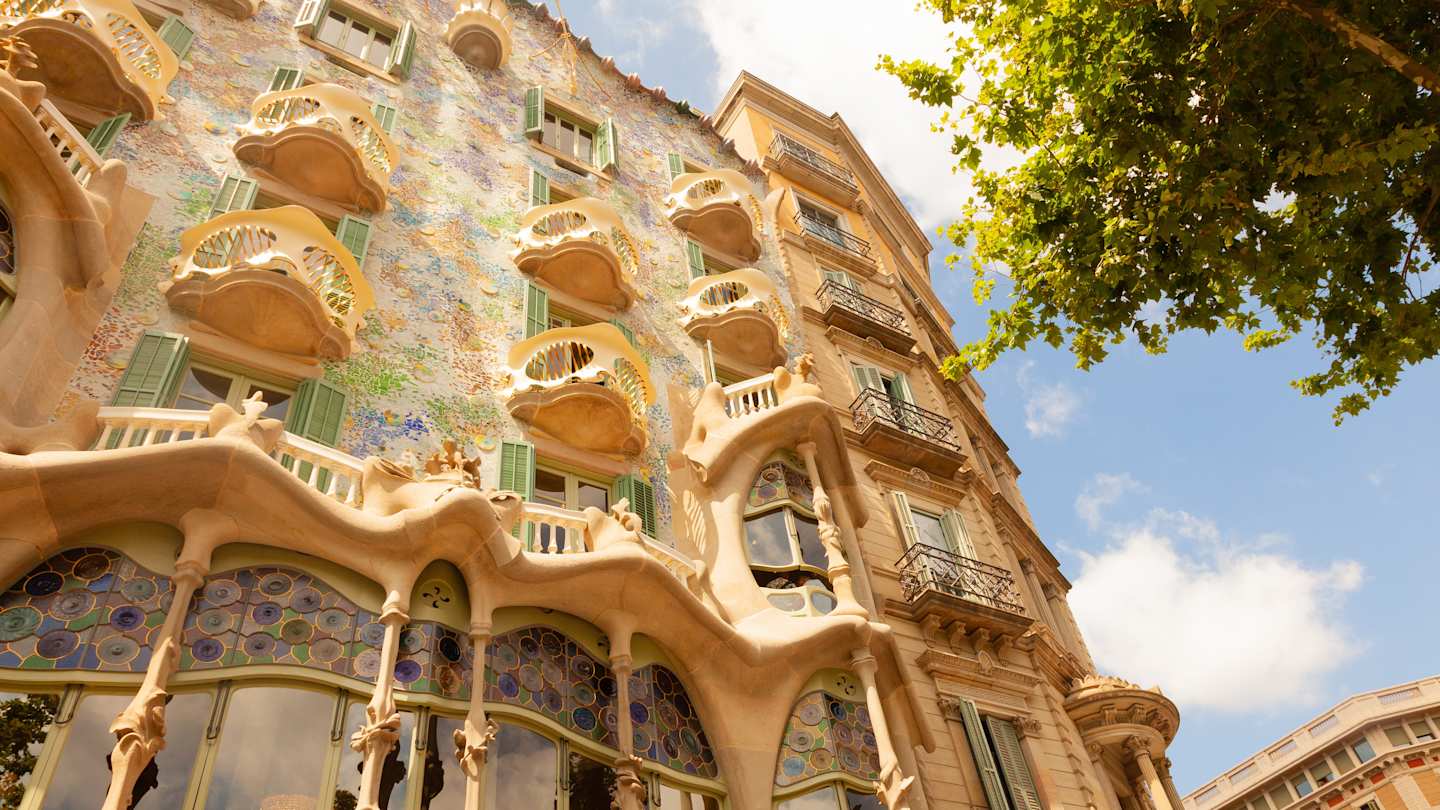 Building facade in Barcelona, Spain