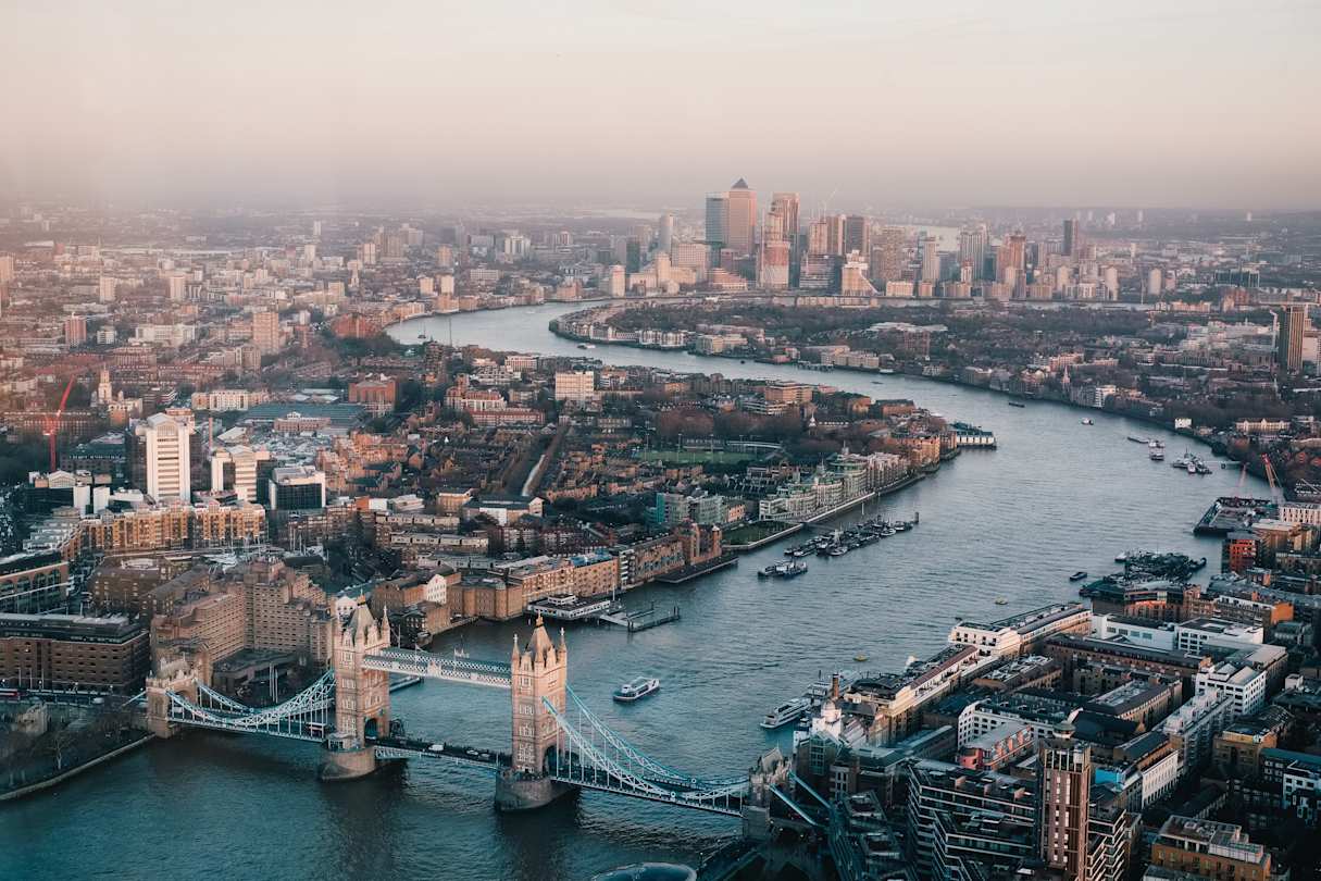 Aerial view of London in July