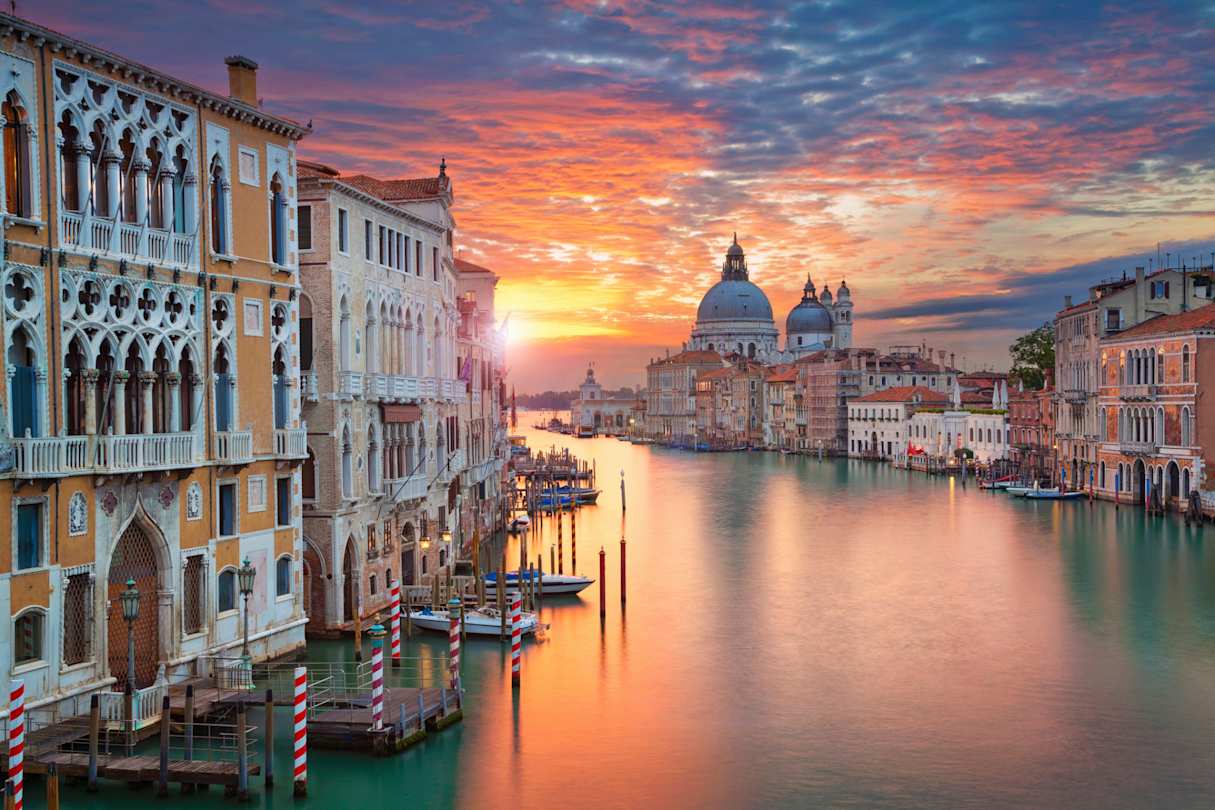 Grand Canal in Venice with Santa Maria della Salute Basilica in the background