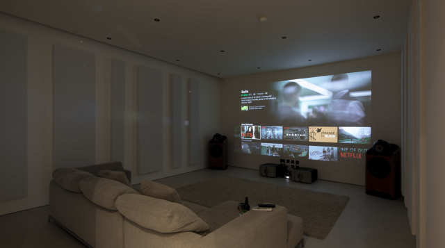 The cinema room at Moonraker, Plum Guide home in London, UK