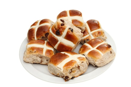 Hot cross buns contain raisins, which are bad for cats and dogs