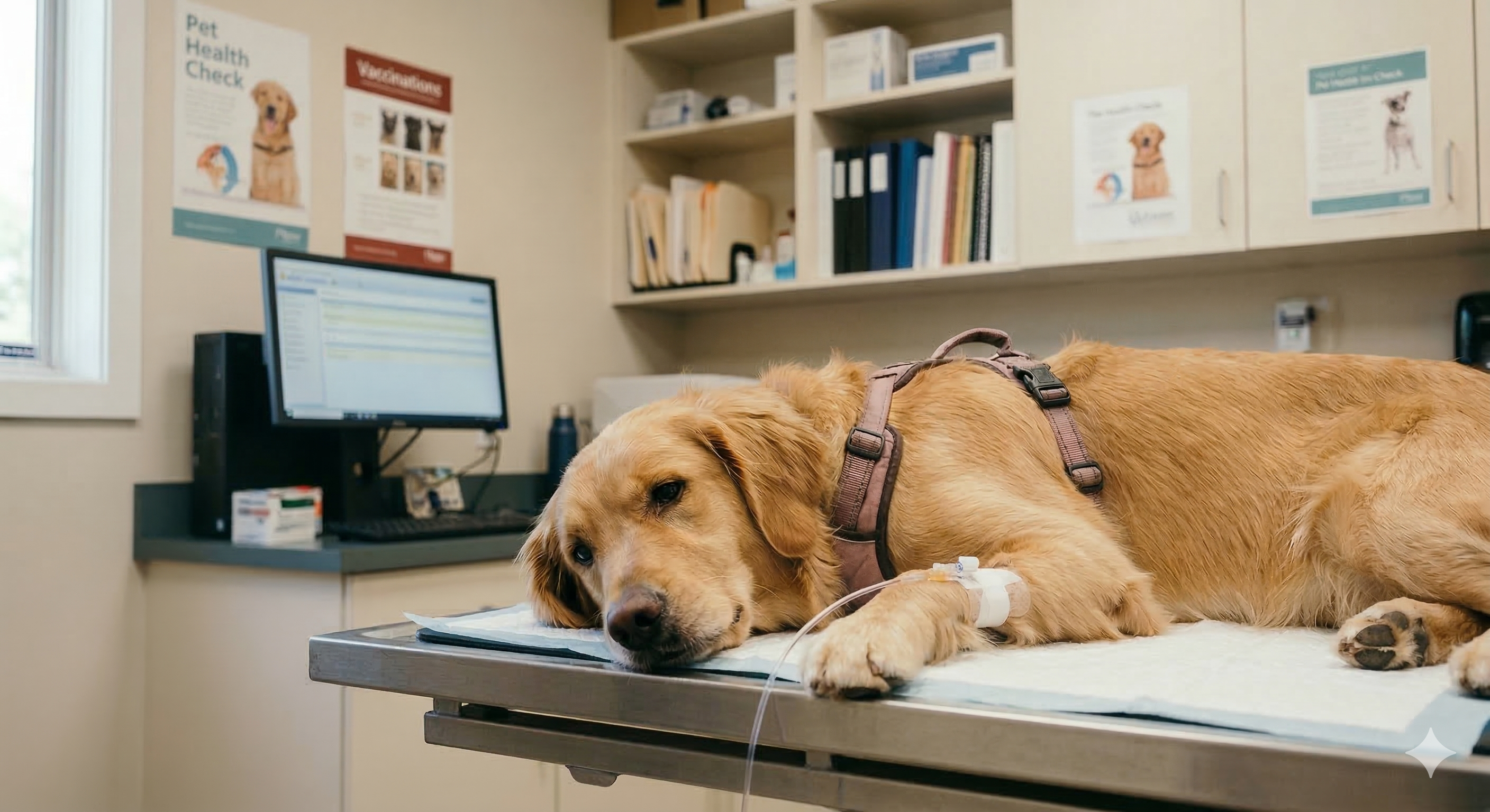 Dog receiving IV fluids