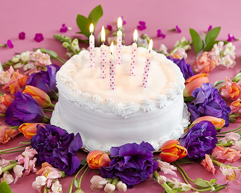 cute birthday cake with candles