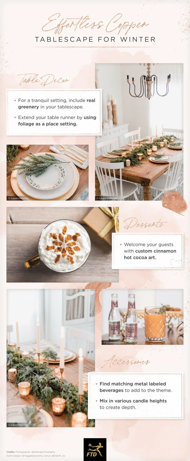 Mixed Metal Holiday Tablescapes + Printable Pie and Hot Chocolate Stencils