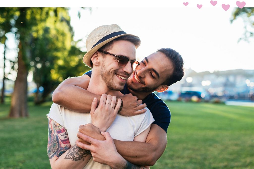 men embracing in love 