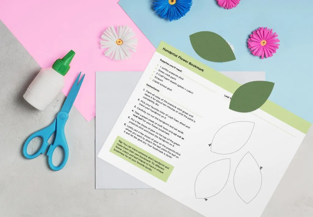 Make A Handprint Flower Bookmark