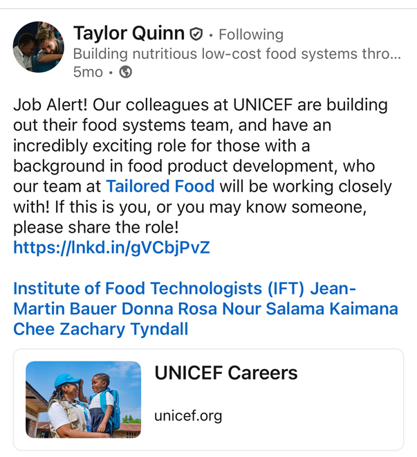 Job Opportunity with UNICEF on Food Systems