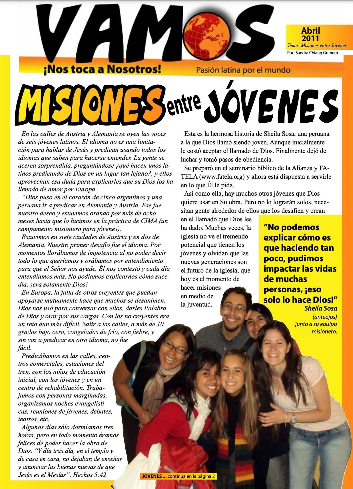 Portada: Misiones y jovenes
