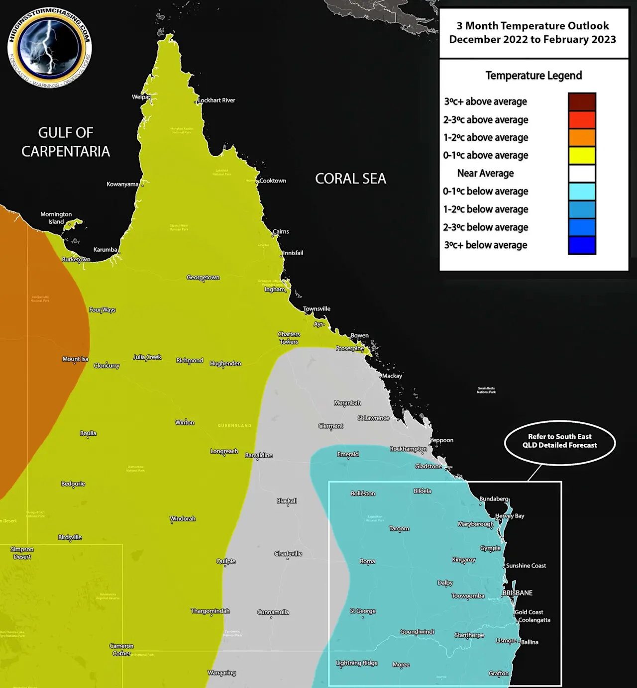 QLD December 2022 to February 2023 Temperature