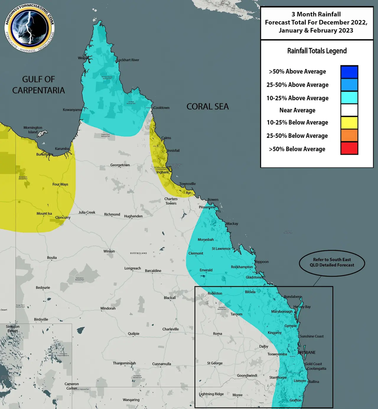QLD December 2022 to February 2023 Rainfall