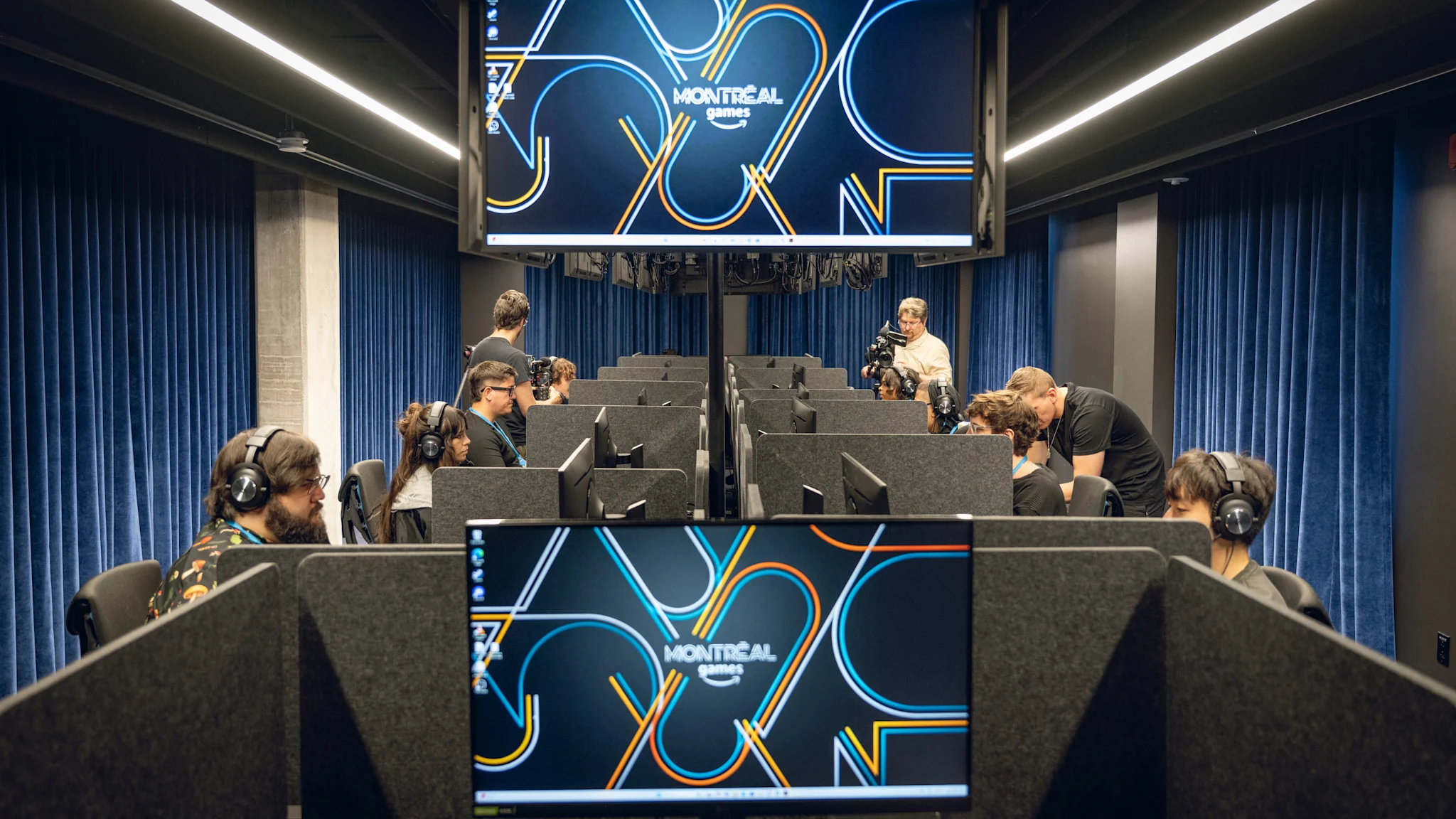 Creators test March of Giants the main focus is a screen with the Amazon Games Montreal logo