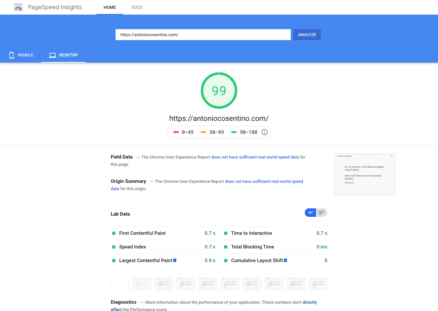 google speed result