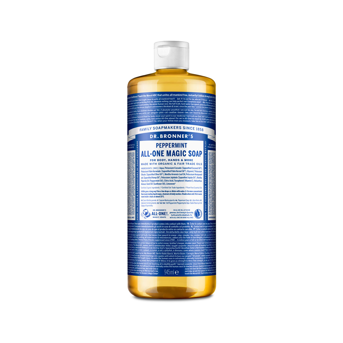 Dr Bronner's 18-in-1 Liquid Soap Peppermint 945ml