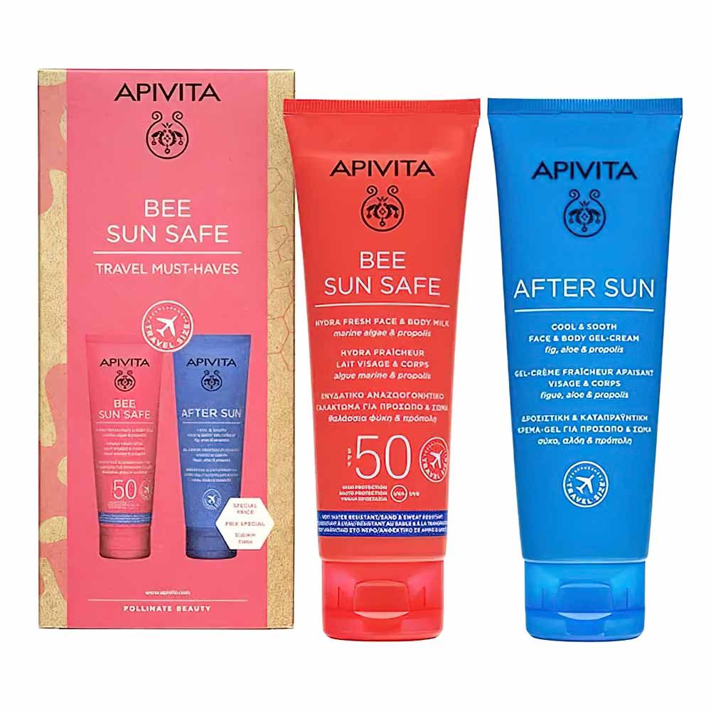 Apivita Bee Sun Safe Travel Must Haves Protezione Solare 50ml + Doposole 100ml