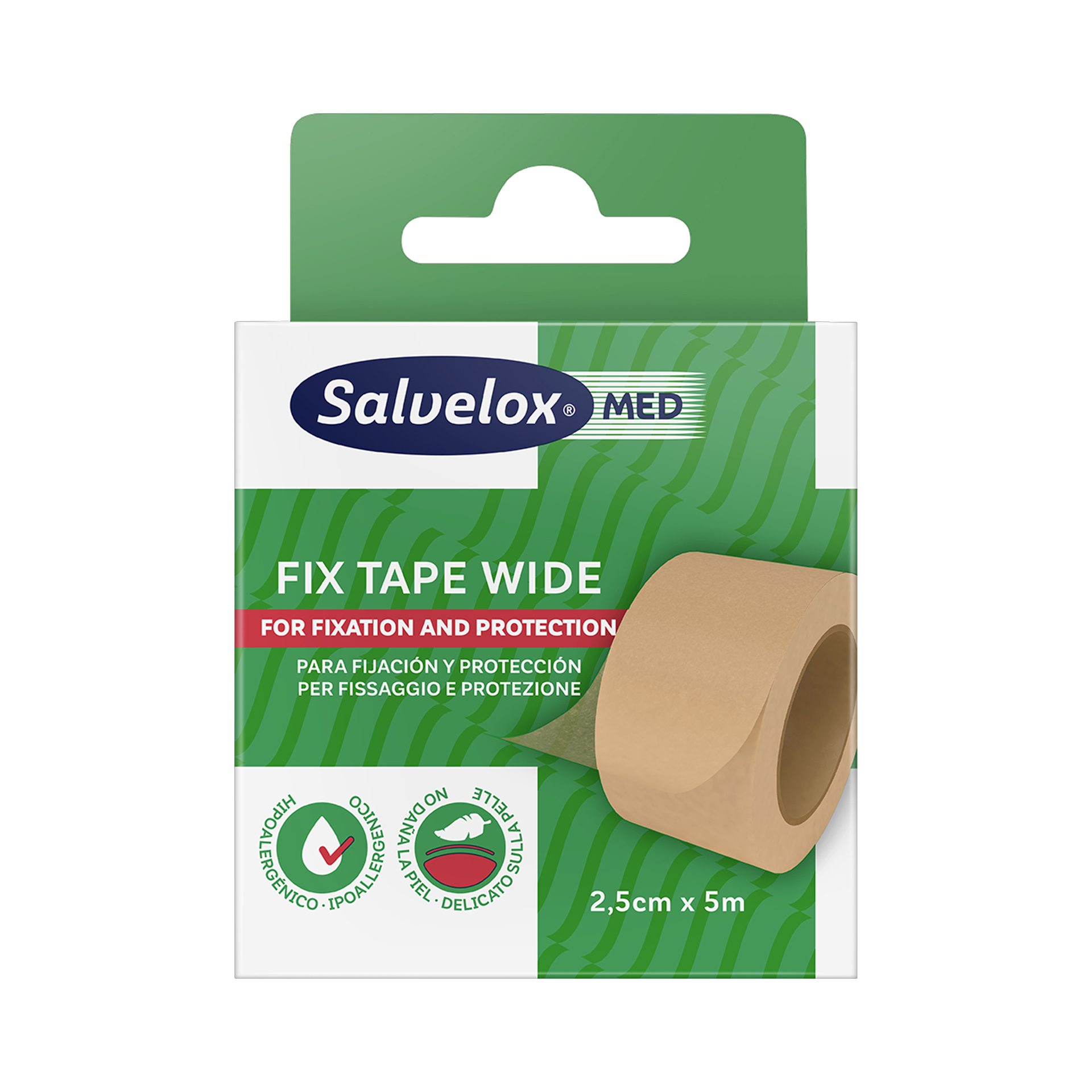 Salvelox Med Fix Tape Wide Cerotto Per Fissaggio E Protezione 5mx2,5cm