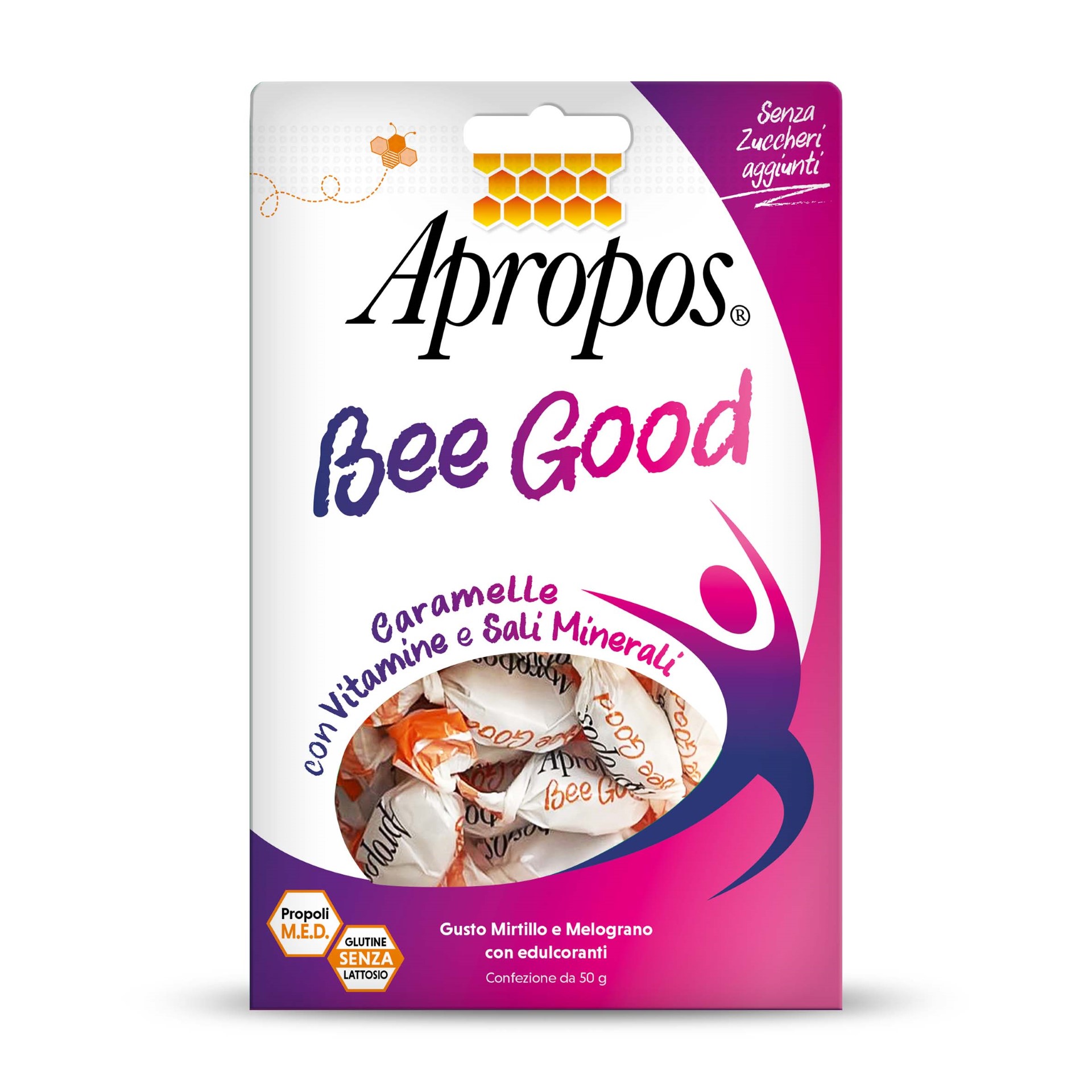 Apropos Bee Good Caramelle Multivitaminiche Mirtillo Melograno 50mg