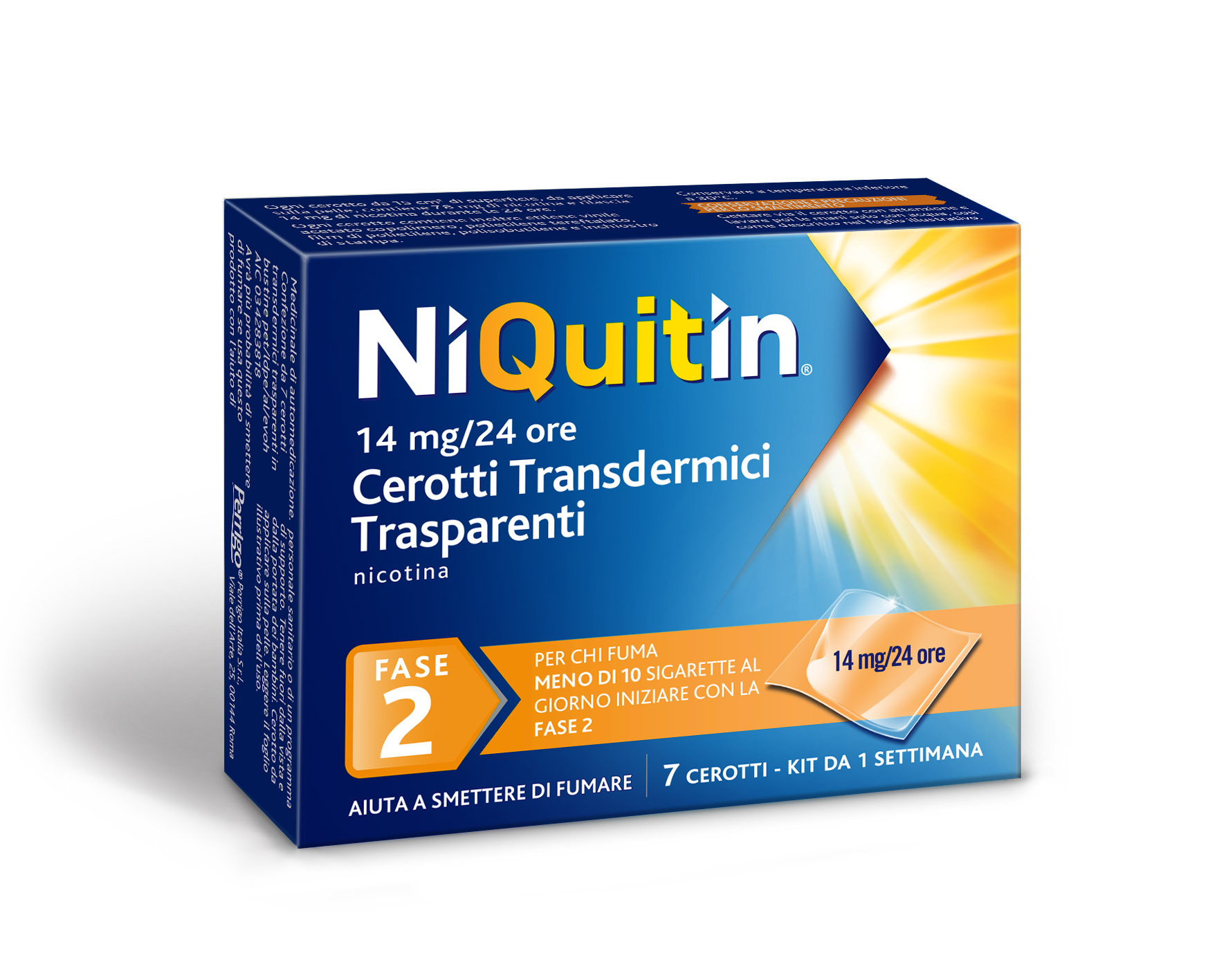 Niquitin 14mg/24 Ore 7 Cerotti Transdermici Trasparenti In Bustine