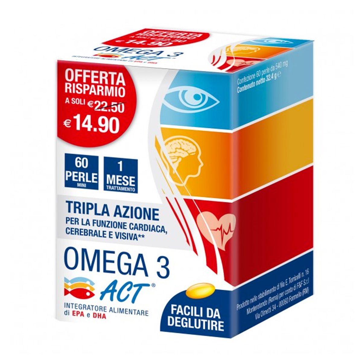 Omega 3 Act 540mg Integratore Polivalente 60 Mini Perle