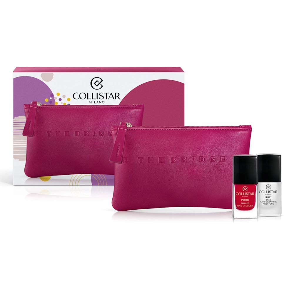 987262502 - COFANETTO PURO SMALTO 111 ROSSO MILANO 10 ML + 3 IN 1 BASE RAFFORZATORE FISSATORE 10 ML + BEAUTY BAG MAKE UP FUCSIA - 4743530_1.jpg