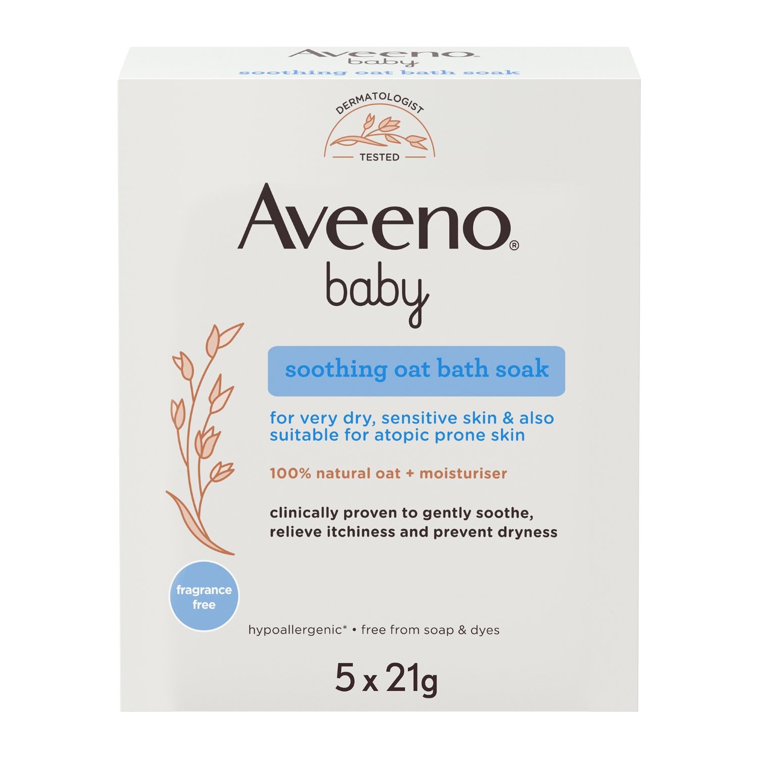 Aveeno Baby Bustine Con Polvere Da Bagno All'avena Per Pelle secca E Sensibili 5 Sacchetti