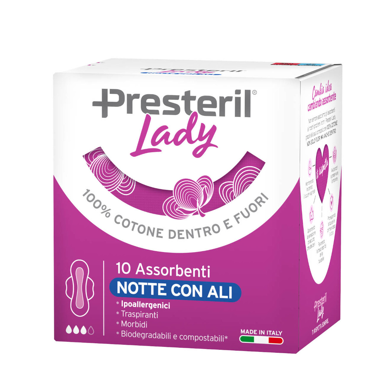 Lady Presteril Assorbenti Notte Con Ali Ripiegati Biodegradabili 10 Pezzi