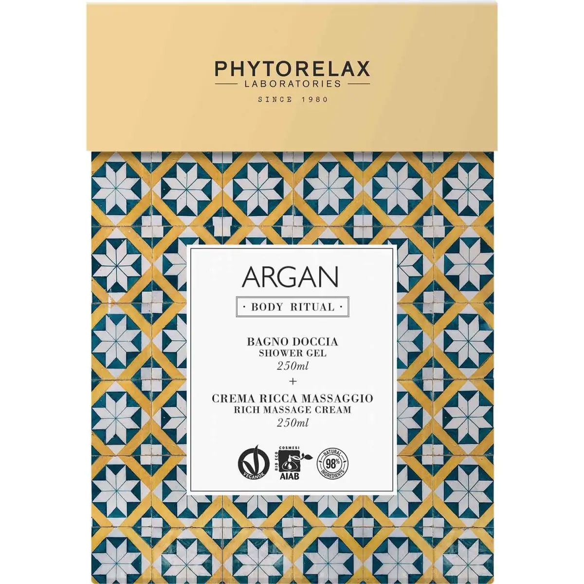 Phytorelax Cofanetto Body Ritual Argan Vegan E Organic Doccia gel + Crema Massaggio