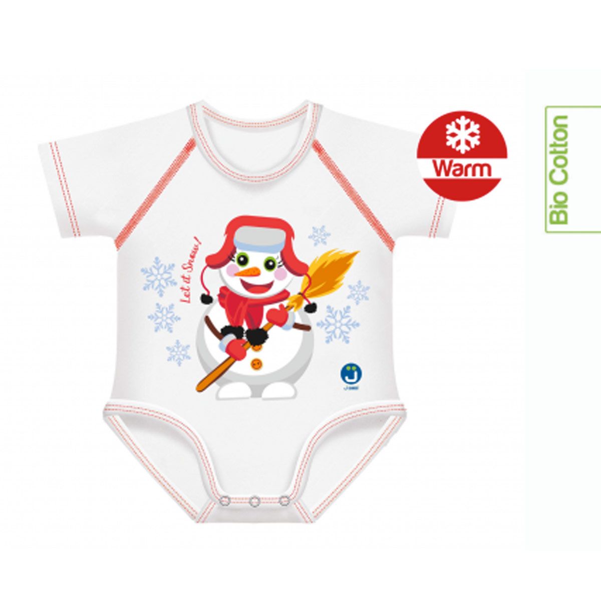 J-bimbi Body Neonato 0-36 Mesi Cotone Bio Pupazzo Di Neve