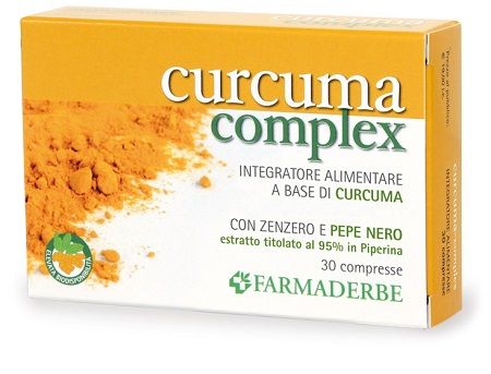 Farmaderbe Curcuma Complex Integratore Zenzero Pepe Nero 30 Compresse