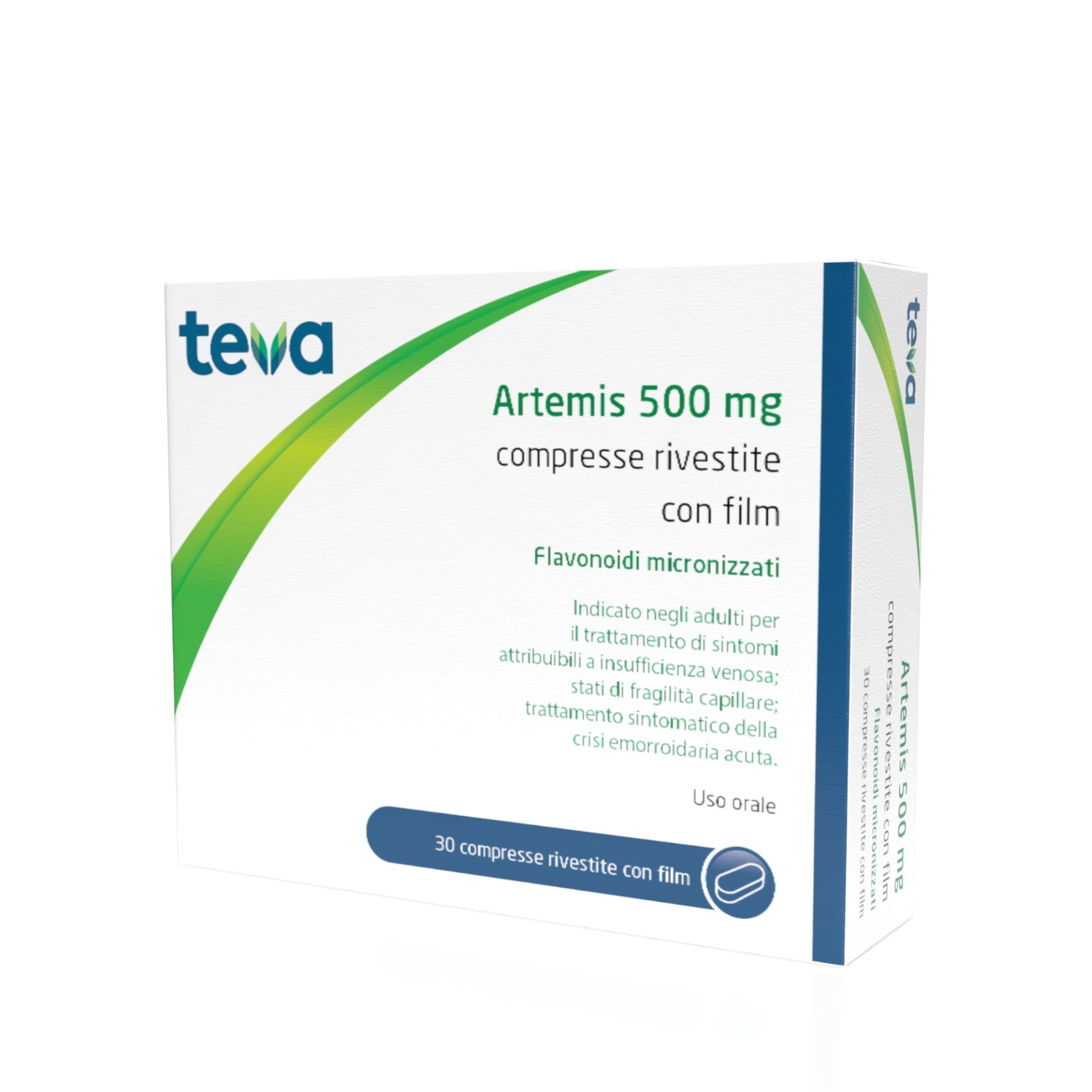 image - 049770047 - Artemis 500 mg 30 compresse è un medicinale indicato per il trattamento dei sintomi dell’insufficienza venosa, come pesantezza e gonfiore alle gambe. - 0007000_2.jpg