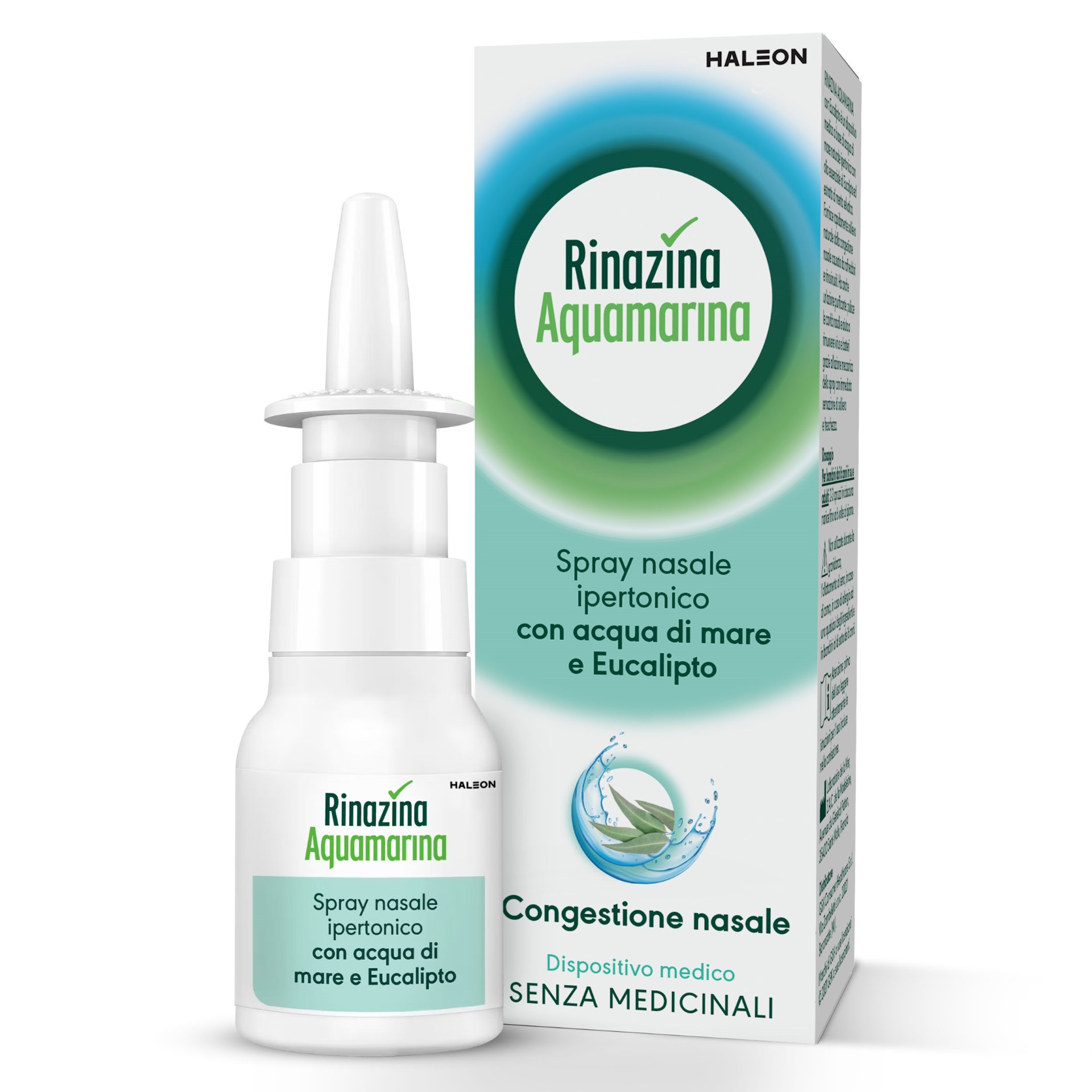 Rinazina Aquamarina Spray per il naso Ipertonico Decongestionante Raffreddore Acqua Mare Eucalipto 20ml