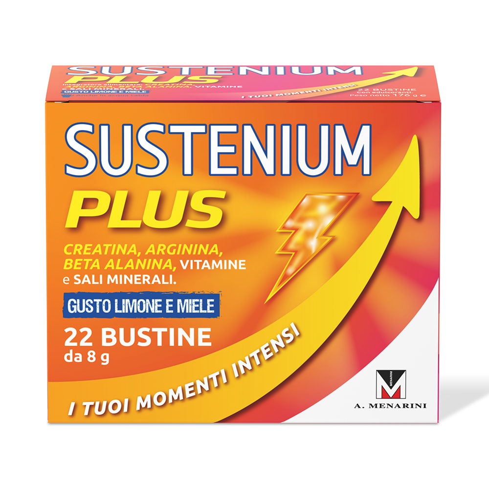 Sustenium Plus Gusto Limone E Miele Integratore Energizzante Con Vitamine, Minerali E Aminoacidi 22 Bustine