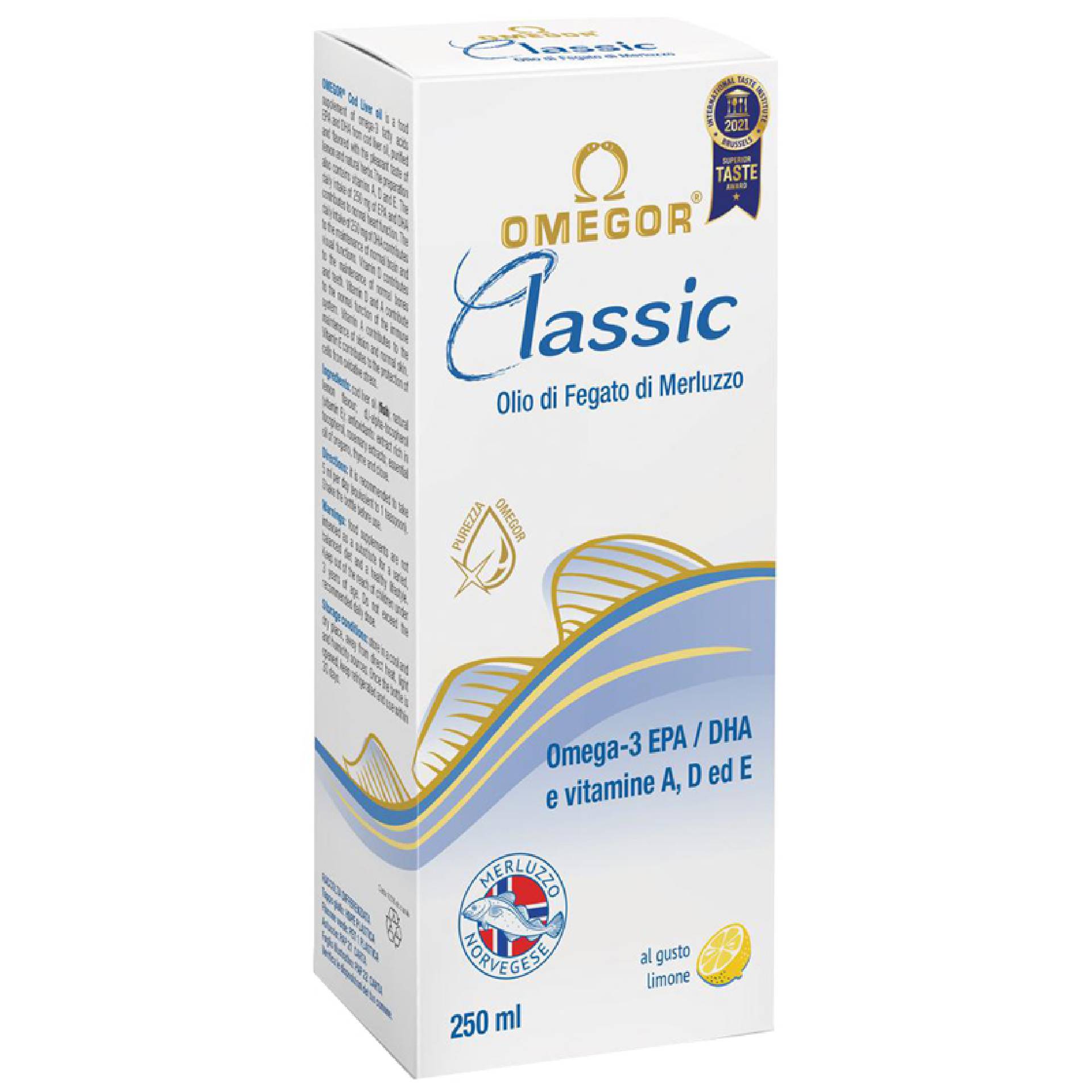 Omegor Classic Olio Di Fegato Di Merluzzo Integratore Omega-3 250ml