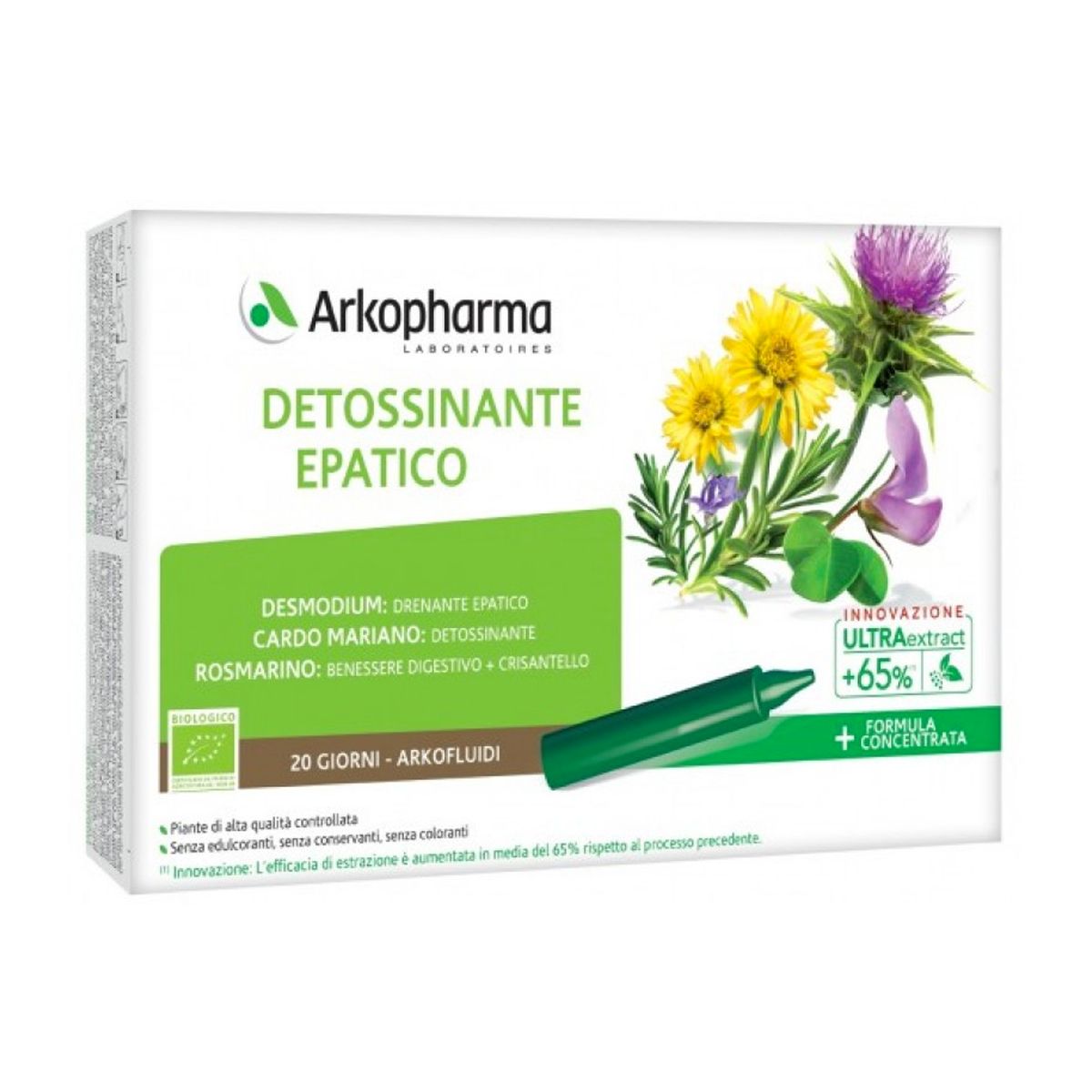 Arkopharma Arkofluidi Integratore Detossinante Epatico 20 Fiale