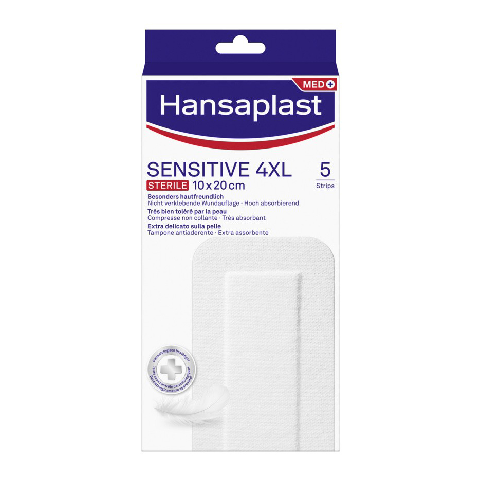 Hansaplast Cerotti Sensitive 4xl Medicazione Per Ferite Medio-grandi 5 Pezzi Da 10x20 Cm