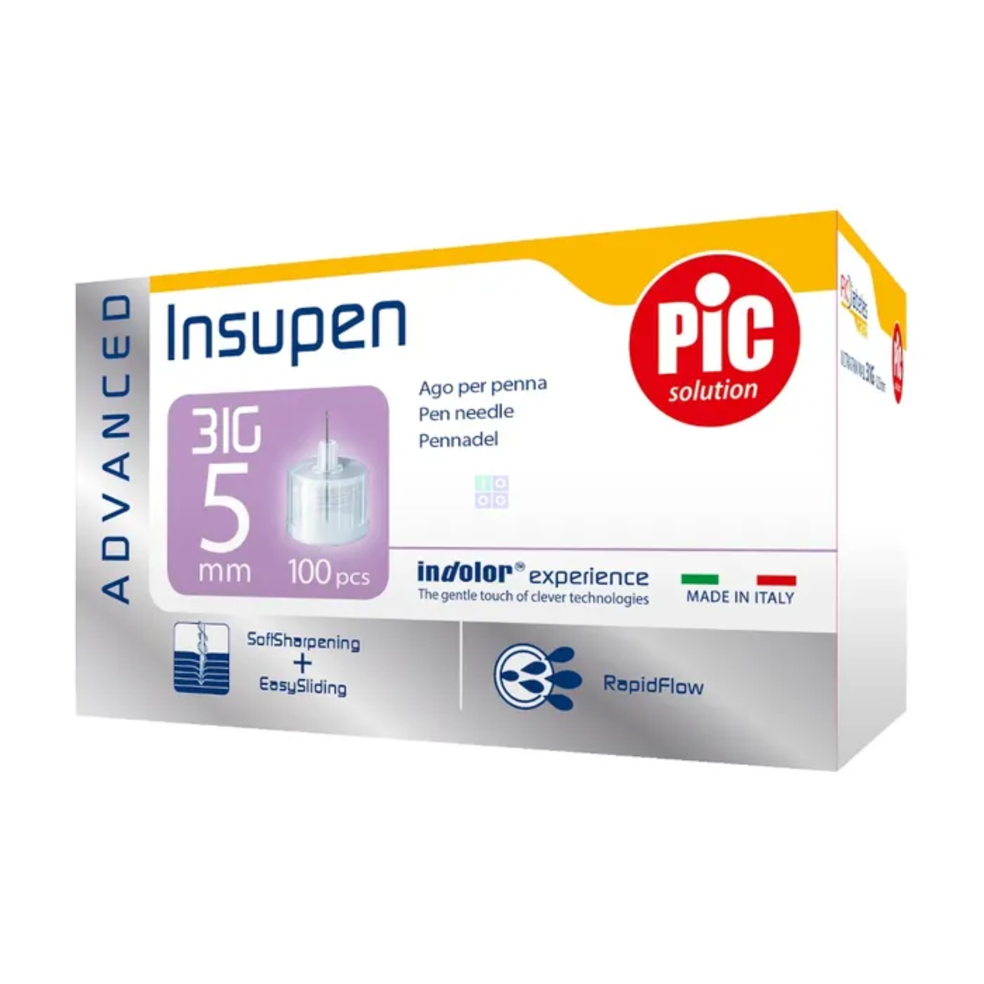 Pic Ago Penna Insulina Advanced 31g 5mm 100 Pezzi