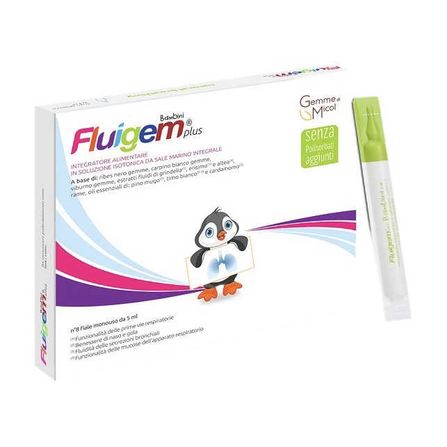image - 950984979 - Fluigem Plus Bambini &egrave; un integratore alimentare in fiale da 5 ml, utile per il benessere di naso e gola dei bambini. - 4874945_2.jpg