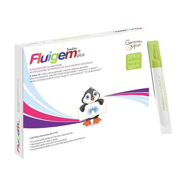 image - 950984979 - Fluigem Plus Bambini è un integratore alimentare in fiale da 5 ml, utile per il benessere di naso e gola dei bambini. - 4874945_2.jpg