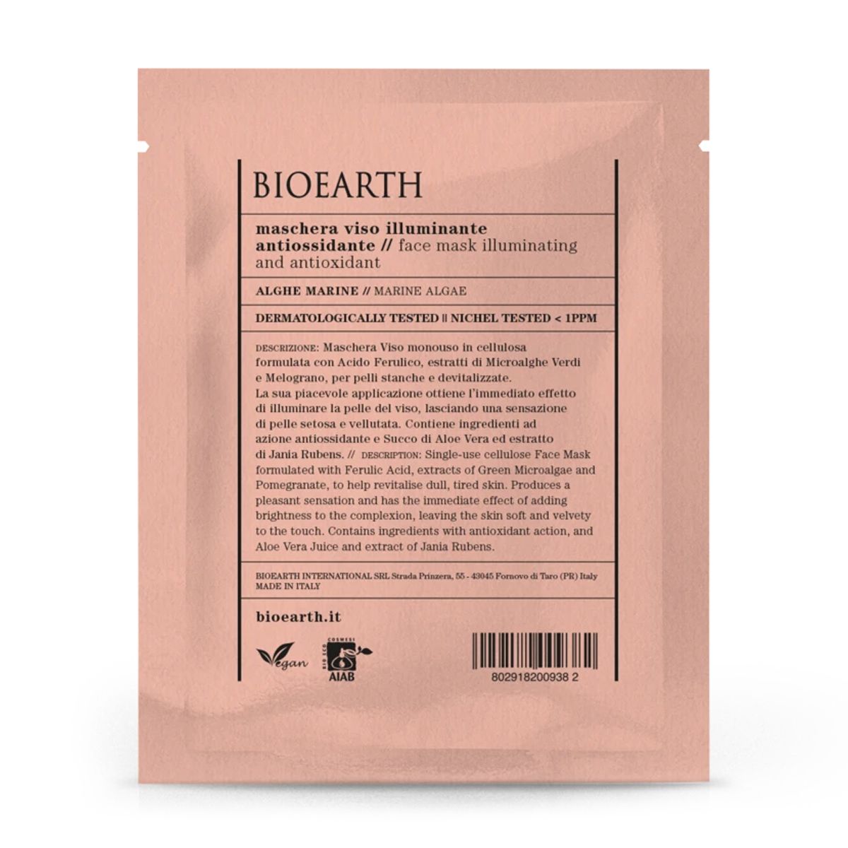 Bioearth Maschera Viso Illuminante Anti ossidante 15ml