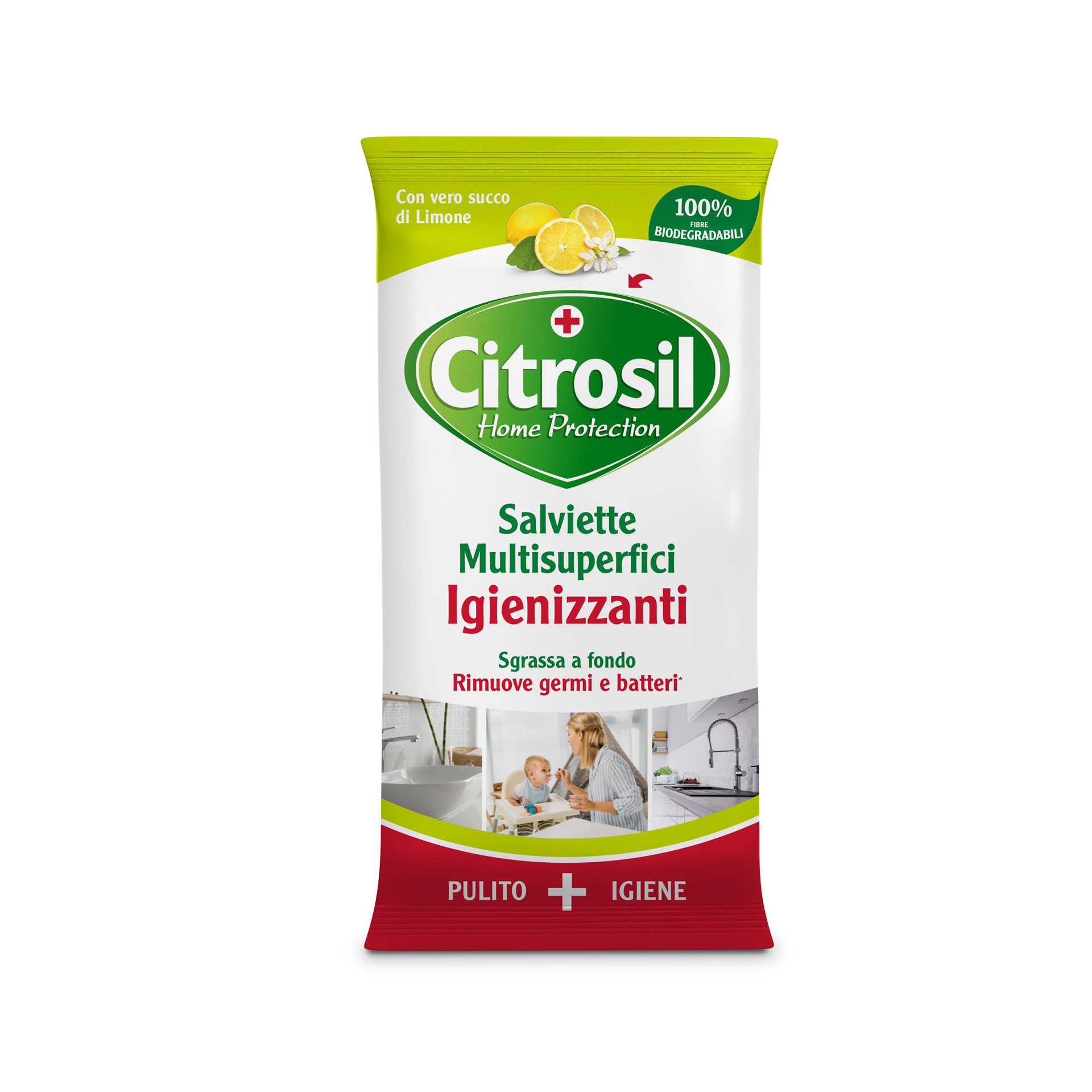 Citrosil Home Protection Salviette Igienizzanti Multisuperfici Limone 40 Pezzi