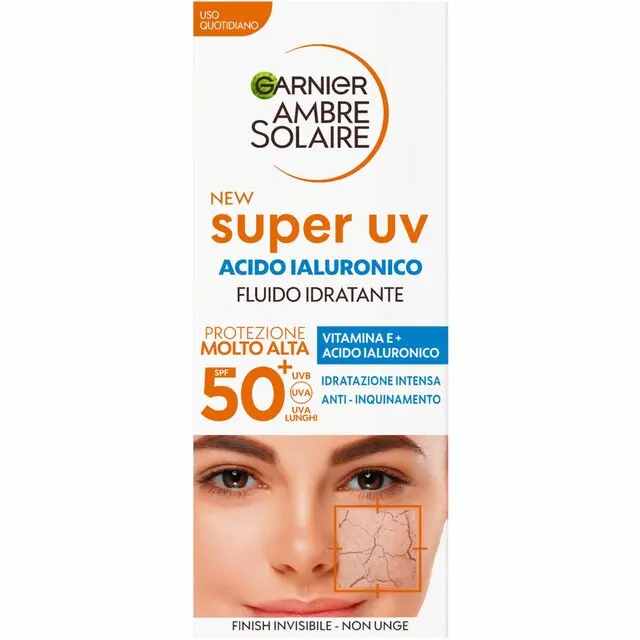 Garnier Ambre Solaire Fluido Viso idratazione Acido Ialuronico SPF 50+ 40ml