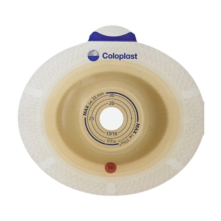 image - 930103662 - Placca adesiva per urostomia con foro ritagliabile da 15-33 mm e flangia da 50 mm, progettata per garantire un bloccaggio sicuro della sacca grazie al sistema a due pezzi SenSura® Click. - 7874821_2.jpg