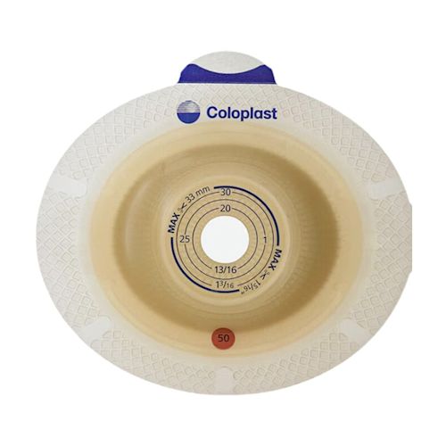 image - 930103662 - Placca adesiva per urostomia con foro ritagliabile da 15-33 mm e flangia da 50 mm, progettata per garantire un bloccaggio sicuro della sacca grazie al sistema a due pezzi SenSura® Click. - 7874821_2.jpg