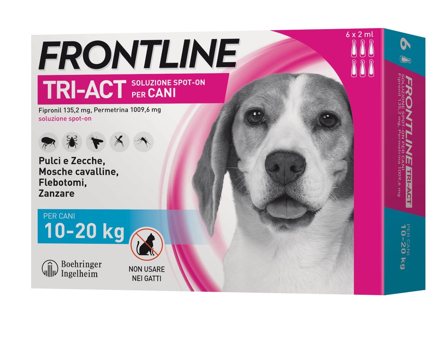 Frontline Tri-act Spot On Soluzione Cani 10-20kg 6 Pipette 0,5ml 33,38mg+252,4mg