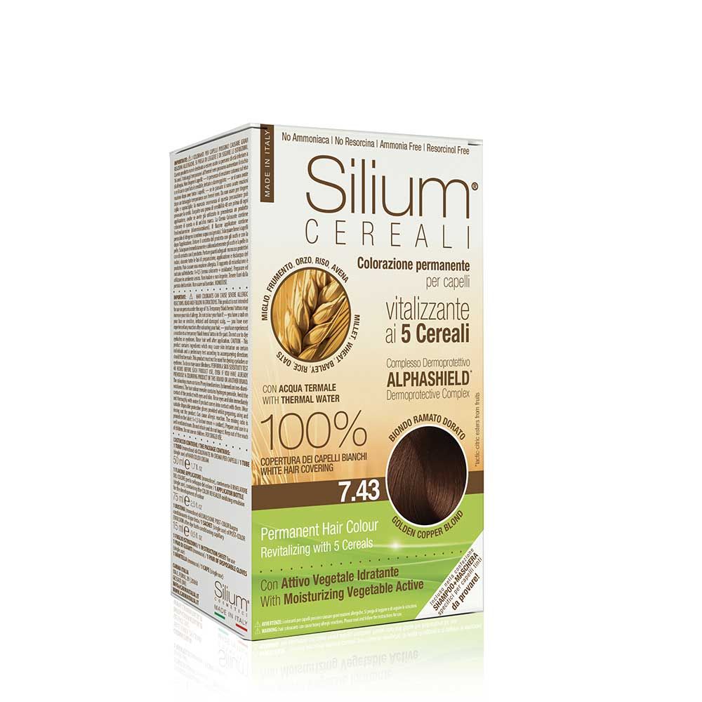 Silium Colorazione Permanente Capelli Crema Biondo Ramato Dorato 7.43