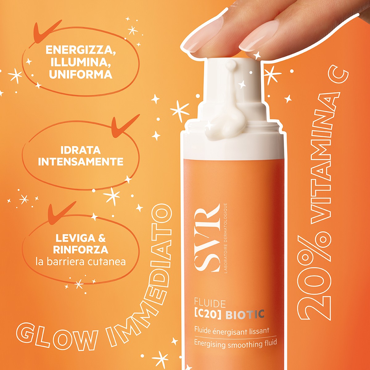 image - 952044295 - Fluido viso energizzante con vitamina C stabilizzata al 20%, acido ialuronico e probiotici, ideale per illuminare e rivitalizzare le pelli spente e affaticate. - 4875998_6.jpg