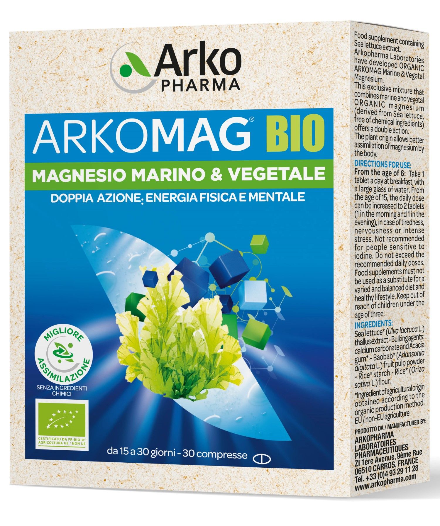 Arkomag Bio Magnesio Marino E Vegetale 30 Compresse