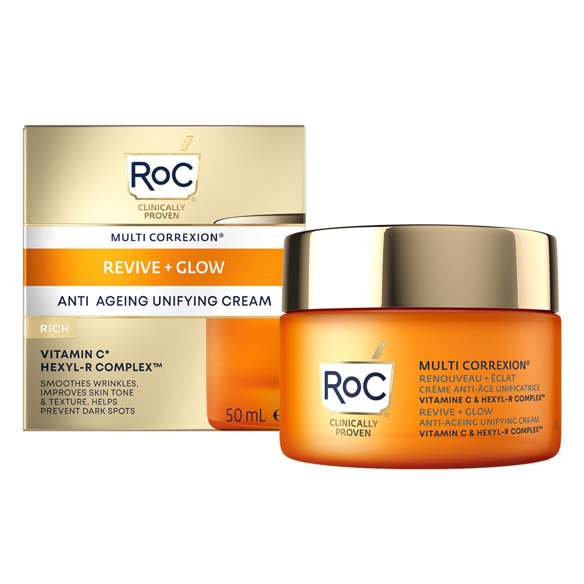 Roc Multi Correxion Revive + Glow Crema idratazione viso Uniformante 50ml