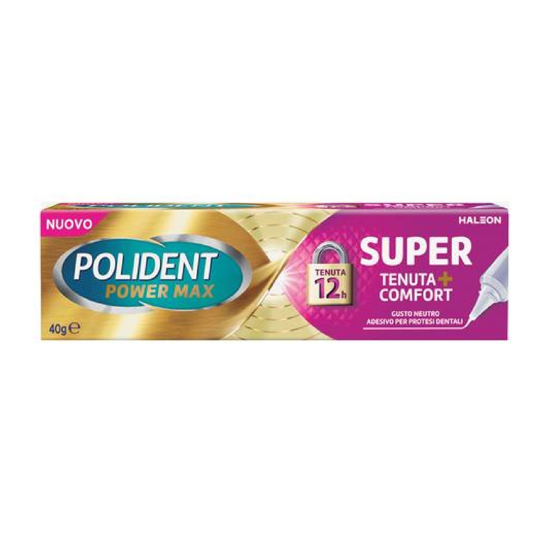 Polident Super Tenuta + Comfort Adesivo Per Protesi Dentale Tenuta Giornaliera Gusto Neutro 40g