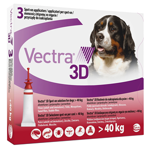 Vectra 3d Spot-on Soluzione 3 Pipette 8ml 436mg + 38,7mg + 3.175mg Cani Oltre 40 Kg Tappo Rosso