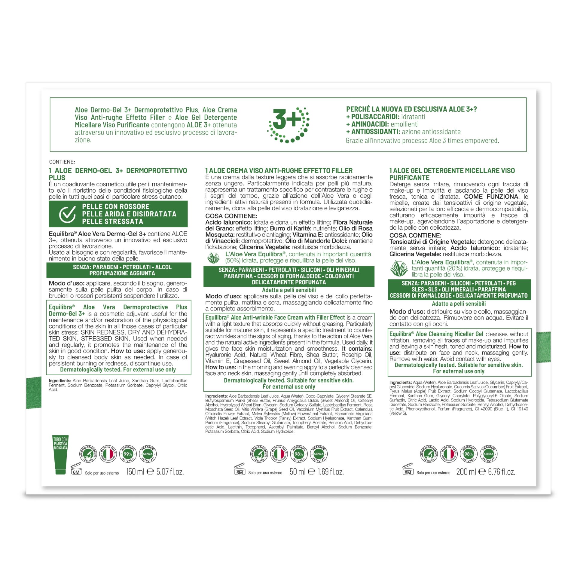 985495946 - EQUILIBRA VISO KIT ALOE 3+ 1 ALOE DERMO GEL 3+ DERMOPROTETTIVO PLUS 150 ML + 1 ALOE CREMA VISO ANTI RUGHE EFFETTO FILLER 50 ML + 1 ALOE GEL DETERGENTE MICELLARE VISO 200 ML - 4753819_5.jpg